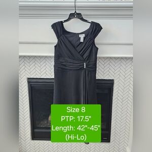 Metaphor Cap Sleeve Hi-Lo Lined Formal Dress with Pin/Brooch Accent, EUC, Size 8